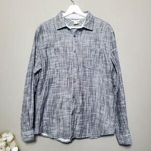 Carbon2Cobalt Button Down Shirt Mens Size Medium Charcoal Contexture Weave